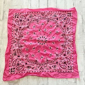 VTG Hav A Hank Pink Cotton Paisley USA Biker Handkerchief Bandana Sz 20"x20"